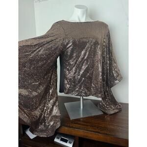 ASOPH Gold Sequin Dramatic Top with Long Sleeves Size 3X